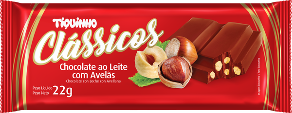 CHOCOLATE CLASSICOS AO LEITE COM AVELAS 22G TIQUINHO