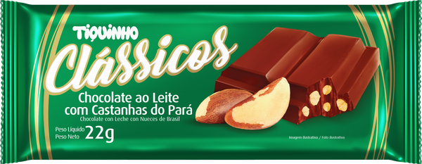 CHOCOLATE CLASSICOS AO LEITE COM CASTANHA PARA 22G TIQUINHO