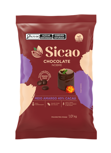 CHOCOLATE GOTAS NOBRE MEIO AMARGO 1,01KG SICAO