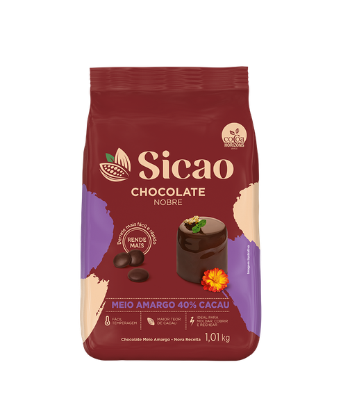 CHOCOLATE GOTAS NOBRE MEIO AMARGO 1,01KG SICAO