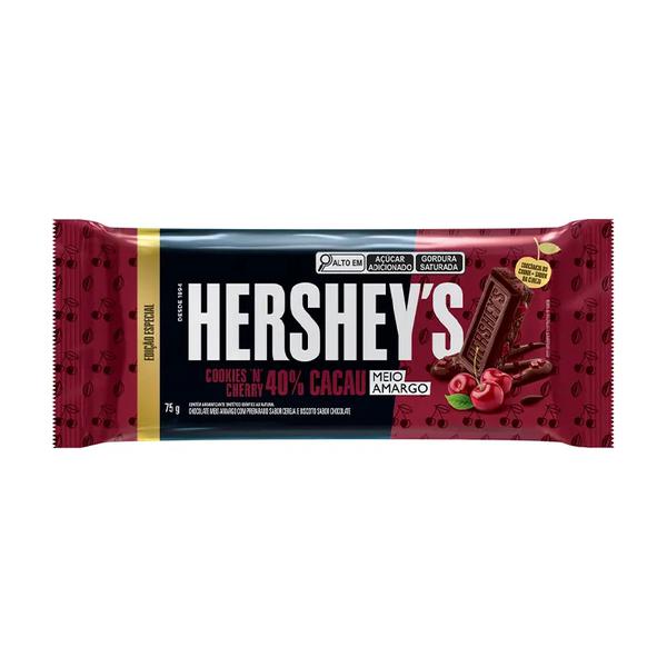 CHOCOLATE MEIO AMARGO COOKIES N CHERRY 40% 75G HERSHEYS