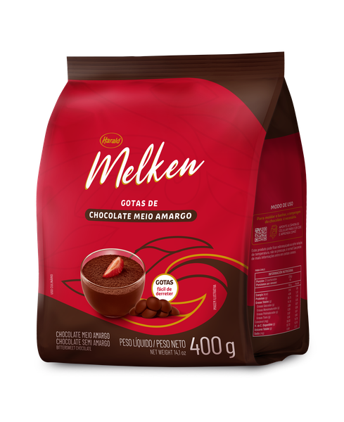 CHOCOLATE MEIO AMARGO GTS 400G MELKEN HARALD