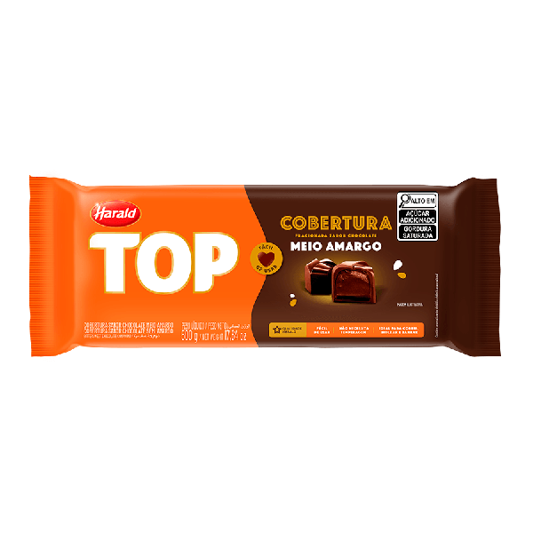 COBERTURA MEIO AMARGO 500G LINHA TOP HARALD