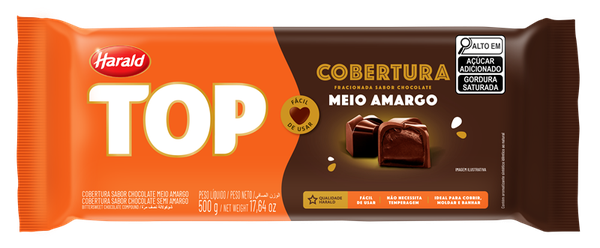 COBERTURA MEIO AMARGO 500G LINHA TOP HARALD