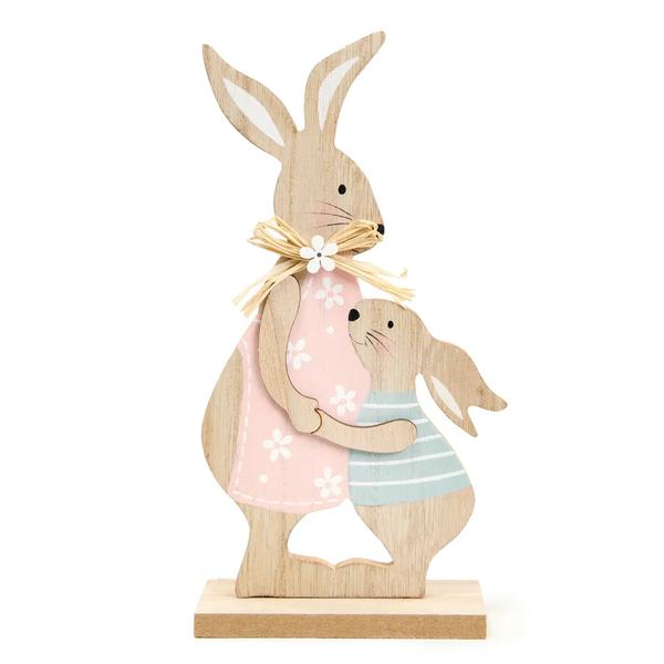 COELHO DECORATIVO MADEIRA C/ FILHOTE CLR UN CROMUS