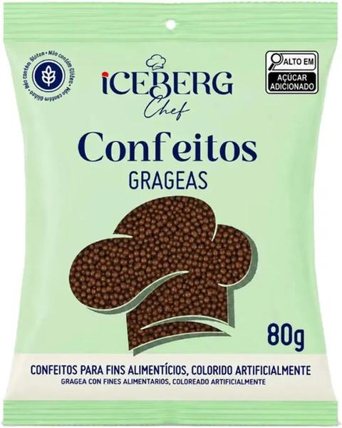 CONFEITO COLORIDO MARROM 80G ICEBERG