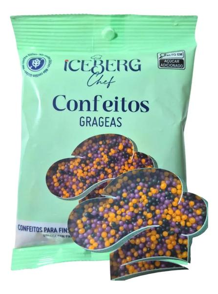 CONFEITO COLORIDO ROXO, LARANJA E PRETO 80G ICEBERG