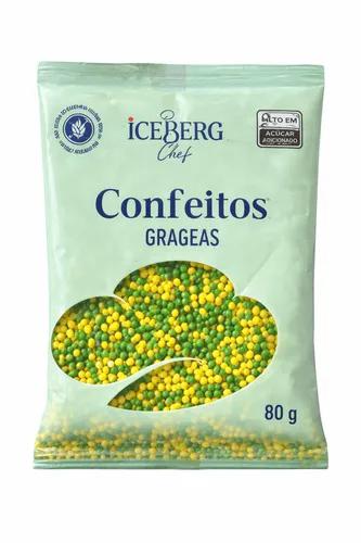 CONFEITO COLORIDO VERDE E AMARELO 80G ICEBERG