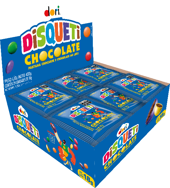 CONFEITO DISQUETI CHOCOLATE AO LEITE 24X18G DORI
