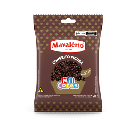 CONFEITO FIGURA ESTRELINHA SABOR CHOCOLATE 120G MAVALERIO