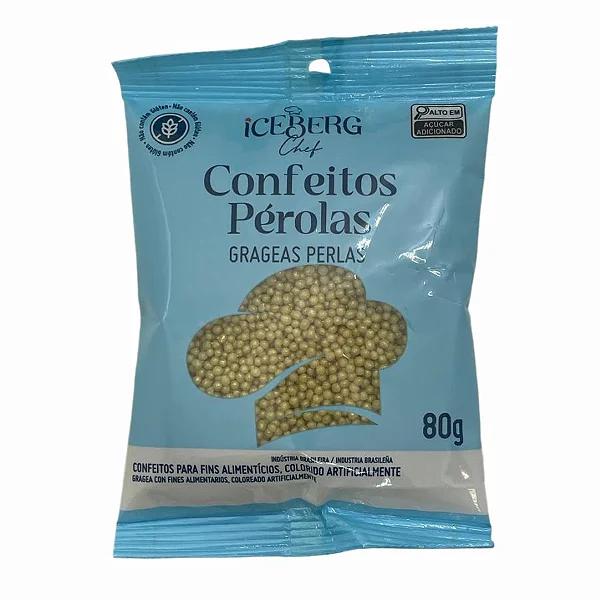 CONFEITO PEROLADO DOURADO 80G ICEBERG