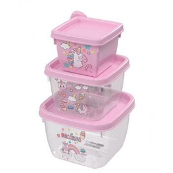 CONJUNTO POTE QUADRADO 3UN 140/270/470ML UNICORNIO PLASUTIL