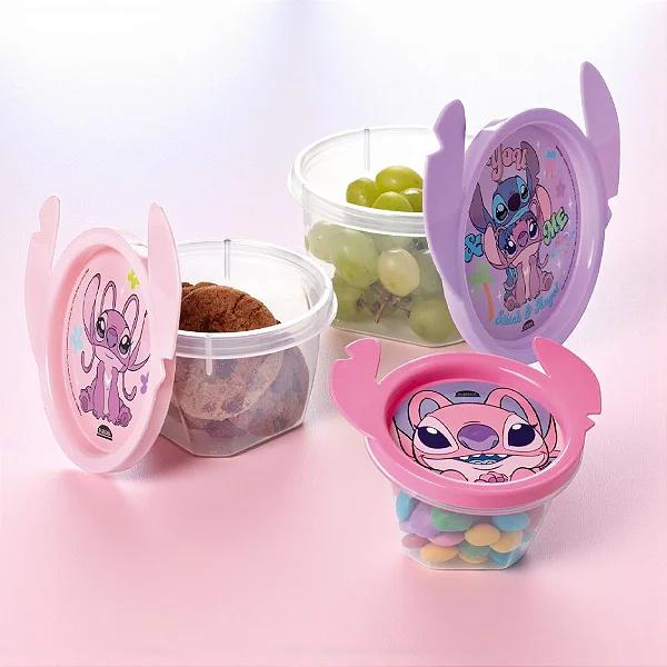 CONJUNTO POTE REDONDO 03UN STITCH ROSA 130/240/430ML UN PLASUTIL