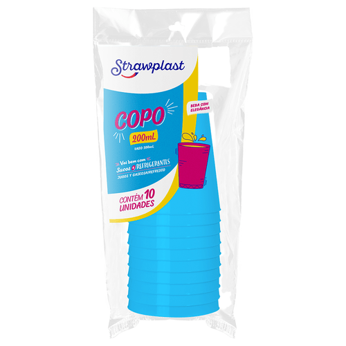 COPO 200ML AZUL 10UN STRAWPLAST