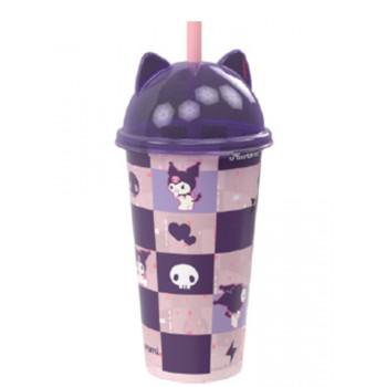 COPO C/ TAMPA LUDICA 500ML HELLO KIT KUROMI UN PLASUTIL