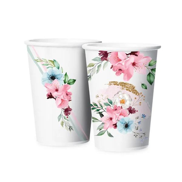 COPO PAPEL 180ML FLORAL 12UN REGINA
