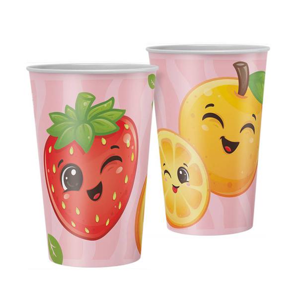 COPO PAPEL 180ML FRUTINHAS 08UN REGINA