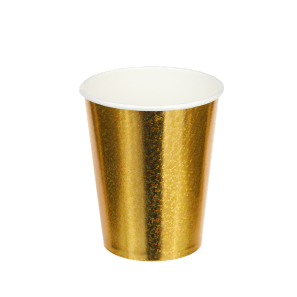 COPO PAPEL HOLOGRAFICO DOURADO 10UN SILVER