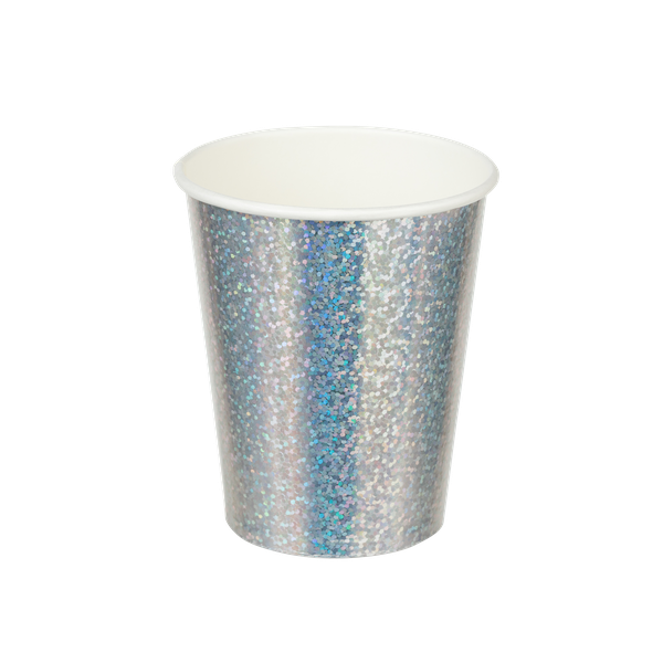 COPO PAPEL HOLOGRAFICO PRATEADO 10UN SILVER