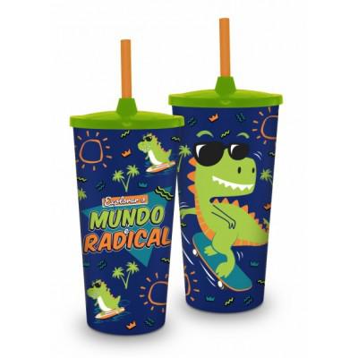 COPO PLASTICO COM CANUDO MUNDO RADICAL UN