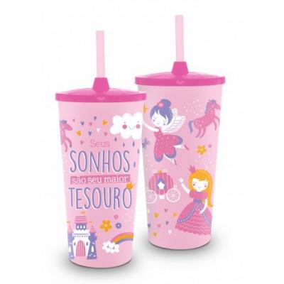 COPO PLASTICO COM CANUDO SEUS SONHOS UN