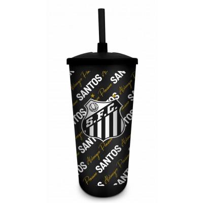 COPO PLASTICO COM CANUDO TIMES SANTOS UN