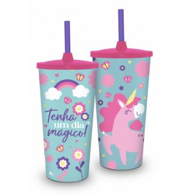 COPO PLASTICO COM CANUDO UM DIA MAGICO UN