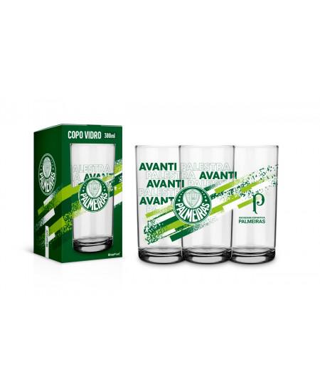 COPO VIDRO 300ML TIMES PALMEIRAS UN
