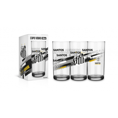 COPO VIDRO 300ML TIMES SANTOS UN