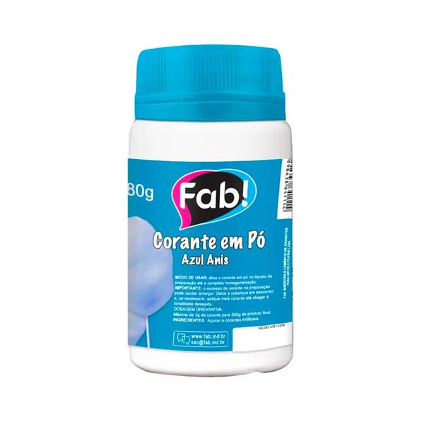 CORANTE EM PO AZUL ANIS 80G UN FAB!