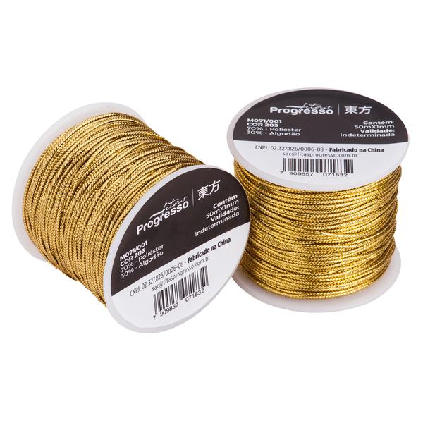 CORDAO M071-001 COR 203 OURO 1,0MMX50MT UN PROGRESSO