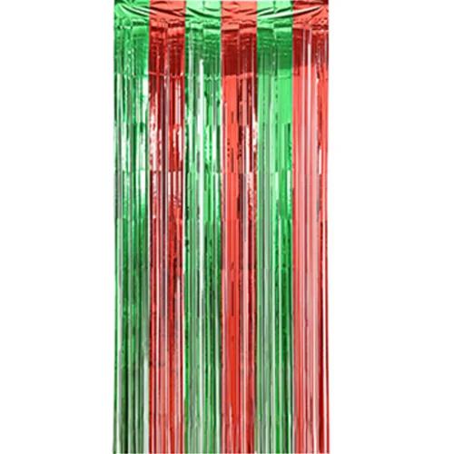 CORTINA METALIZADA 100X2MT VERDE/VERMELHA UN SILVER