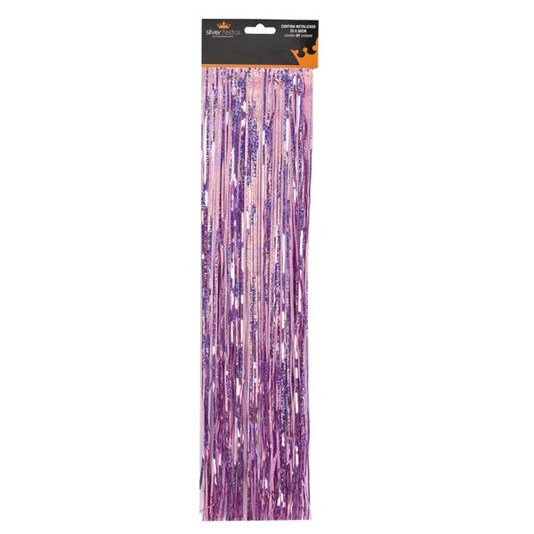 CORTINA METALIZADA GLITTER 25X5CM ROSA BEBE UN SILVER