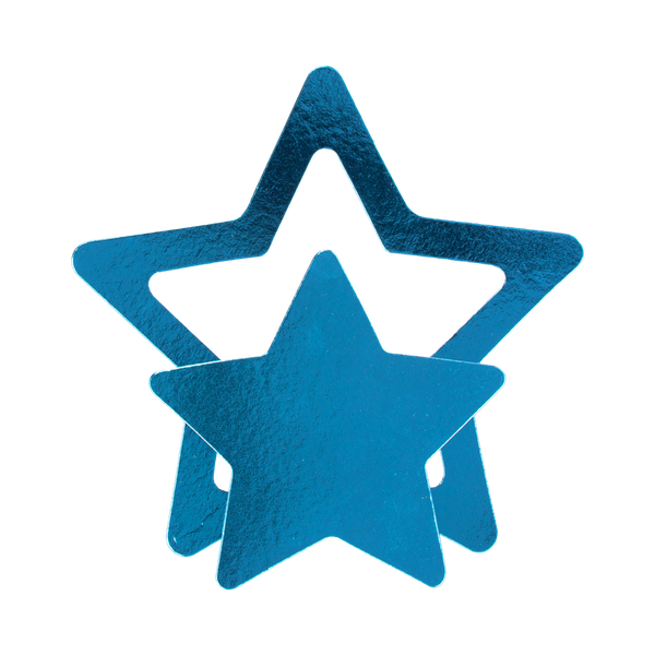 DECORACAO BOLO ESTRELA TRIO MEDIA AZUL BEBE METALIZADO 6UN TOPO MANIA