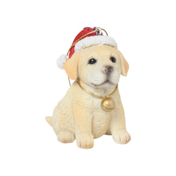 DECORACAO CACHORRO LABRADOR C/ GORRO BEG/BCO/VRM 7,5CM UN CROMUS