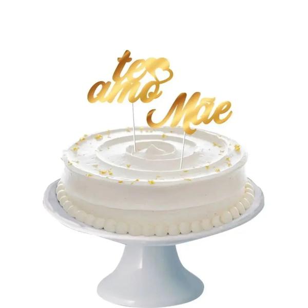 DECORACAO DE BOLO CENARIO MAE TE AMO DOURADA 02UN REGINA