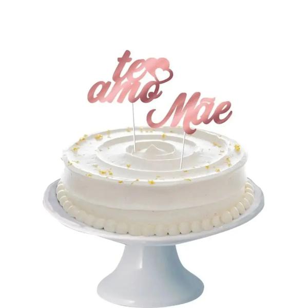 DECORACAO DE BOLO CENARIO MAE TE AMO OURO ROSE 02UN REGINA