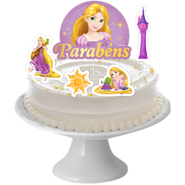 DECORACAO DE BOLO CENARIO RAPUNZEL 06UN REGINA