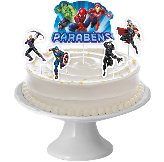DECORACAO DE BOLO CENARIO VINGADORES UN REGINA