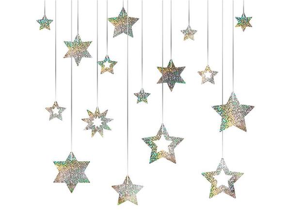DECORACAO DE PENDURAR ESTRELAS HOLOGRAFICO PRAT ANO NOVO UN REGINA