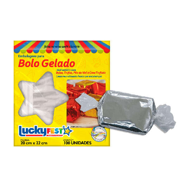 EMBALAGEM BOLO GELADO 20X22CM INCOLOR 100UN LUCKY FEST