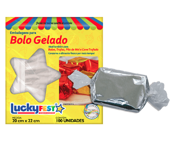 EMBALAGEM BOLO GELADO 20X22CM INCOLOR 100UN LUCKY FEST