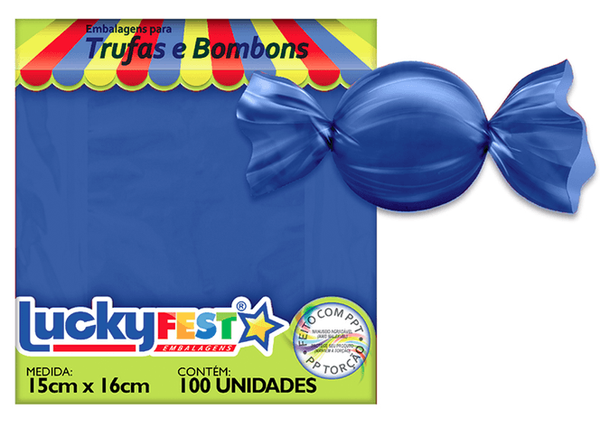 EMBALAGEM PARA TRUFA 15X16CM AZUL ESCURO 100UN LUCKY FEST