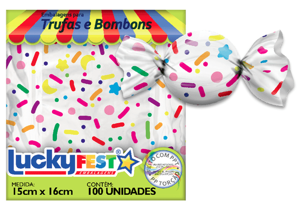 EMBALAGEM PARA TRUFA 15X16CM CONFEST BRANCO 100UN LUCKY FEST
