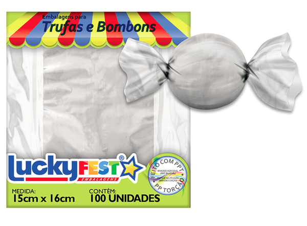 EMBALAGEM PARA TRUFA 15X16CM INCOLOR 100UN LUCKY FEST