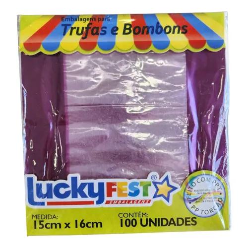 EMBALAGEM PARA TRUFA 15X16CM LILAS 100UN LUCKY FEST