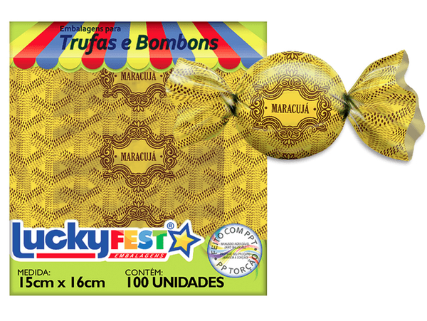 EMBALAGEM PARA TRUFA 15X16CM LUXURY MARACUJA 100UN LUCKY FEST