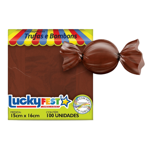 EMBALAGEM PARA TRUFA 15X16CM MARROM 100UN LUCKY FEST