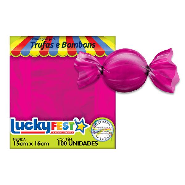EMBALAGEM PARA TRUFA 15X16CM PINK 100UN LUCKY FEST