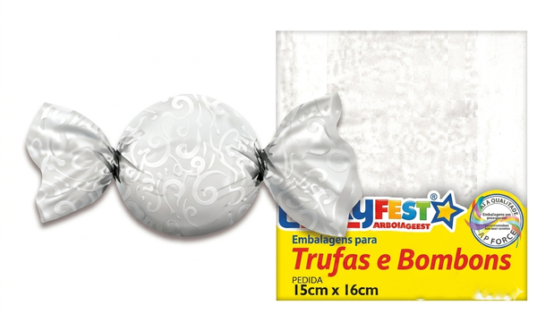 EMBALAGEM PARA TRUFA 15X16CM RENDA BRANCA 100UN LUCKY FEST